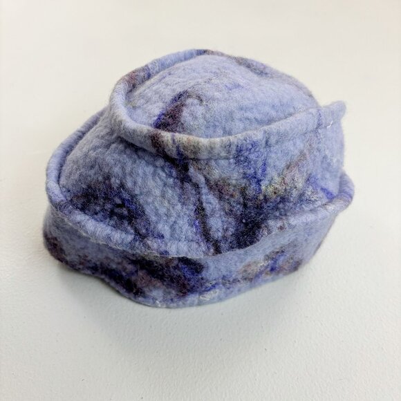 ARTISAN Handcrafted Felt Wool Hat Cap Swirl Pattern Lagenlook Artsy Fiber Lilac main image 9